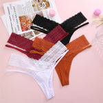 3Pcs Floral Lace Thongs - Patchwork Striped Elegance