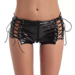 Bright PVC Leather Lace-Up Bandage Shorts