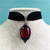 Gothic Vampire Cameo Water Drop Choker Necklace - Neo-Gothic Style