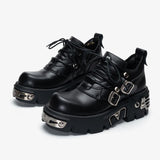 Alternative Fashion Alert: Plus-Size Gothic Platform Shoes with Small Leather and Metal Trim Detail - Alt Style Clothing