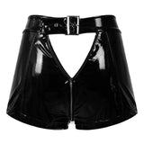 Adjustable Buckle Zipper Crotch Rave Booty Shorts