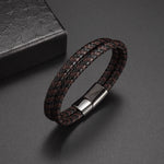 Classic Hand-Woven Leather Bracelet - Nordic Amulet Design