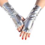 Short Fingerless Leather Gloves - Stylish Wrist-Length Nylon Gloves