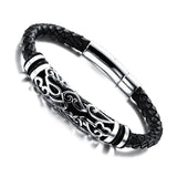 Classic Hand-Woven Leather Bracelet - Nordic Amulet Design