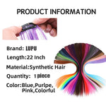 22 Inch Synthetic Rainbow Hair Extensions - Colorful Clip-In Highlights