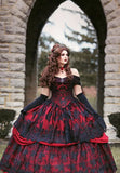 Gothic Medieval Lace Evening Dress with Court Train