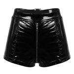 Patent Leather Hot Pants Clubwear Adjustable Buckle Zipper - Alt Style Clothing