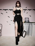 Goth Dark Grunge Bandage High Split Maxi Skirt