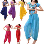 Belly Dancer Costume Puff Sleeves Sequin Top with Harem Pants - Alt Style Clothing