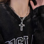 Gothic Punk Cross Barbed Thorns Pendant Chain
