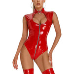 Shiny PVC Long Sleeve Zipper Jumpsuit