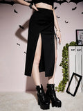 Goth Dark Grunge Bandage High Split Maxi Skirt