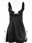 Satin Backless V-Neck Chest Wrapping Mini Dress - Alt Style Clothing
