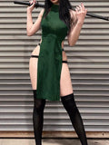 Goth Dark Cosplay High Split Side Sexy Sleeveless Gothic Dress - Alt Style Clothing