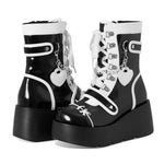 Punk Sweet Heart Platform Ankle Boots with Metal Decoration