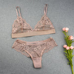 Ultra-thin Cup Bra and Panties Mesh Lace Underwear Set