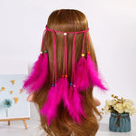 Boho Peacock Feather Adjustable Headdress - Women's Novelty Hair Band