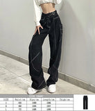 Gothic Lace-Up Patchwork Bandage Boot Cut Trousers - Distressed Streetwear Jeans