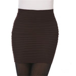 Short Elastic Pleated High Waist Slim Mini Skirt - Casual Pencil Silhouette