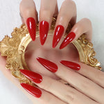 24pcs Stiletto Mirror Red Press-On Nails with Tabs