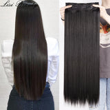 Long Straight 5-Clip Synthetic Hair Extensions - Black, Brown, Blonde 80CM