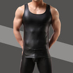 Tank Top Solid Color Slim Top PU leather - Alt Style Clothing