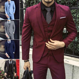 Men's 3-Piece Elegant Business Suit Set - Classic Blazer, Vest, and Pants