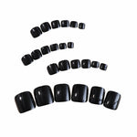 24pcs Black Glossy Square Press-On Toenails for Women