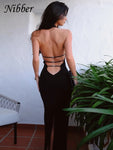 Elegant Backless Halter Bandage Maxi Dress