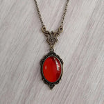 Vintage Red Quartz Crystal Necklace