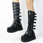 Bucklel Strap Gothic Knee High Boots