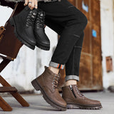 Fur-Lined Leather Combat Boots - Lace-Up for Ultimate Comfort and Protection