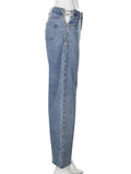 High Waisted Chain Jeans - Featuring a Cross Chain and Hollow Out Design for a Sexy and Elegant Look