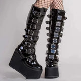 Gothic Punk Thigh High Platform Boots – Bold Statement Footwear