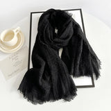 Long Cotton & Linen Scarf - Lightweight Solid Color Fashion Scarf