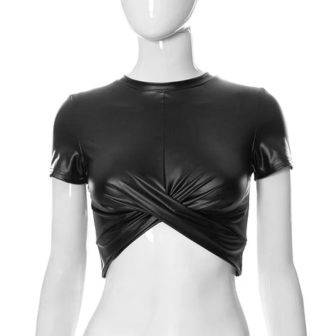 Crop Top Heavy Metal Style Short Sleeve Gothic Top - Alt Style Clothing