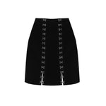 Goth Denim Pleated Mini Skirt with Big Pockets