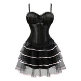 Victorian Corset Dress Burlesque Bustiers with Tutu Skirt Lace Up Strap