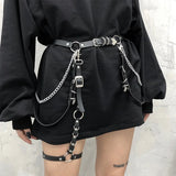 Heart Punk Belt with Metal Waist Chain – Edgy Accessory for Nightclub Style