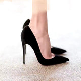 Flock High Heels Pumps Pointed Toe Classic