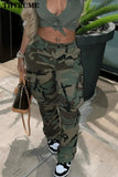 Stay Comfortably Stylish with our Camo Cargo Streetwear Sweatpants High Waist Pockets Pencil Pant