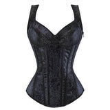 Gothic Corset with Straps Overbust Zipper Top - Alt Style Clothing