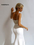 Sheath Mermaid Wedding Spaghetti Straps Sweatheart Satin Bridal Gown - Alt Style Clothing