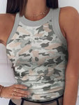 Camouflage Tank Top O-Neck Slim