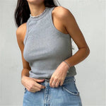 Backless Tank Top Solid Color for Women