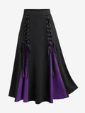 Gothic Lace Up A Line Skirt Elastic Waisted Long Skirt - Alt Style Clothing