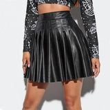 Elegant Leather Pleated Mini Skirt