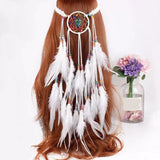 Boho Peacock Feather Adjustable Headdress - Women's Novelty Hair Band