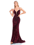Lucyinlove Luxury Deep V-Neck Sequin Evening Dress