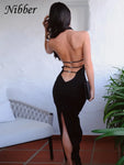 Elegant Backless Halter Bandage Maxi Dress